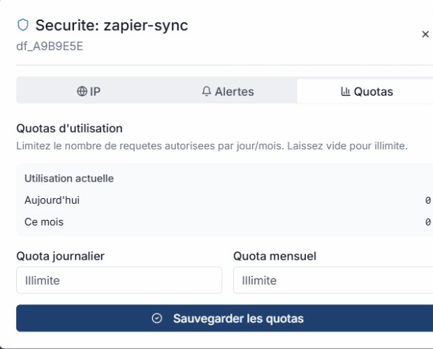 Quotas d'utilisation