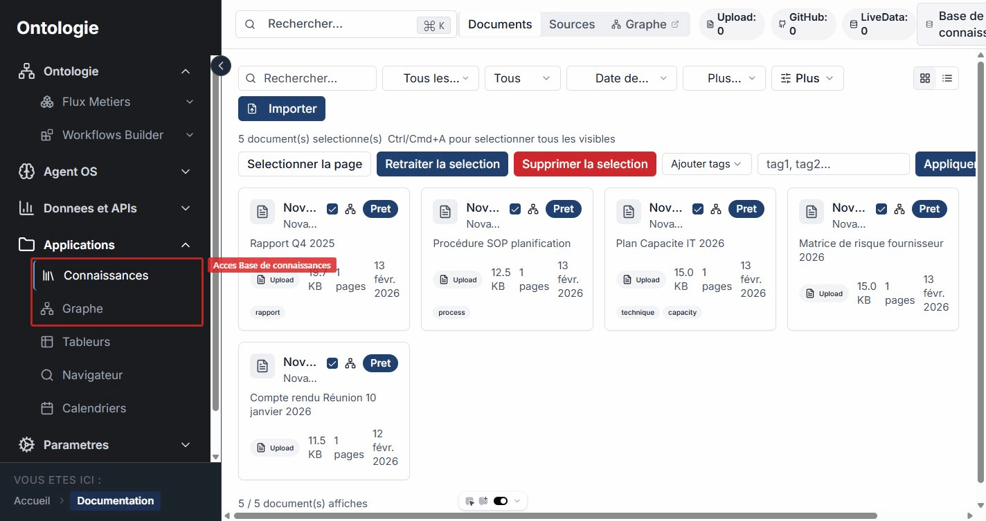 Navigation dans la sidebar