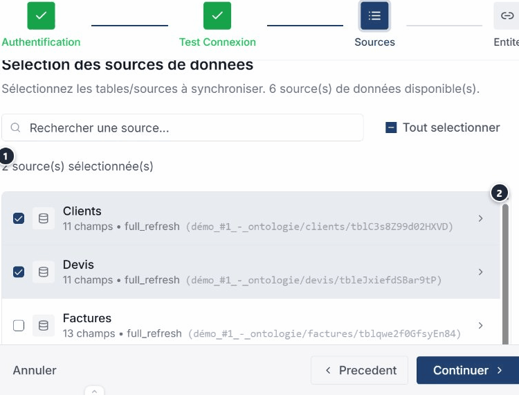 Selection des streams