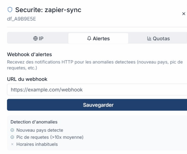 Alertes webhook