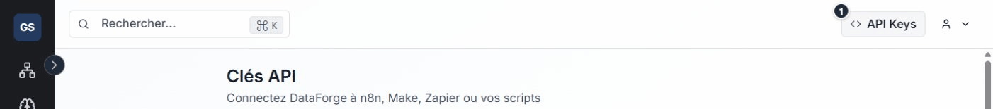 Navigation to API keys