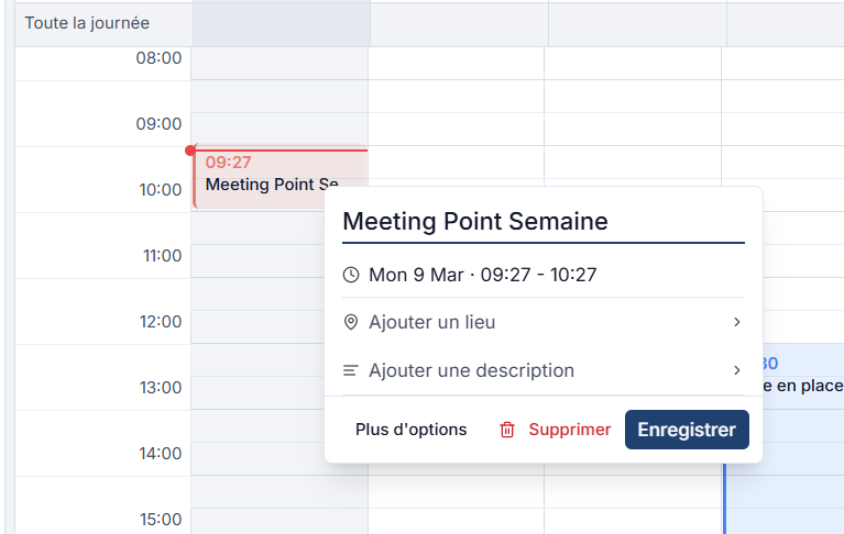 Event detail panel on click