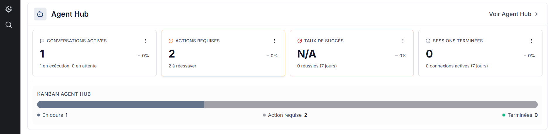 Agent Hub section of the Dashboard